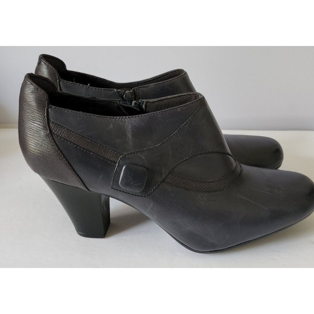 Clarks Gray Bootie Boot W/ Button Detail - Side ZIP RUBY EDGE shoe Heel sz 11 W